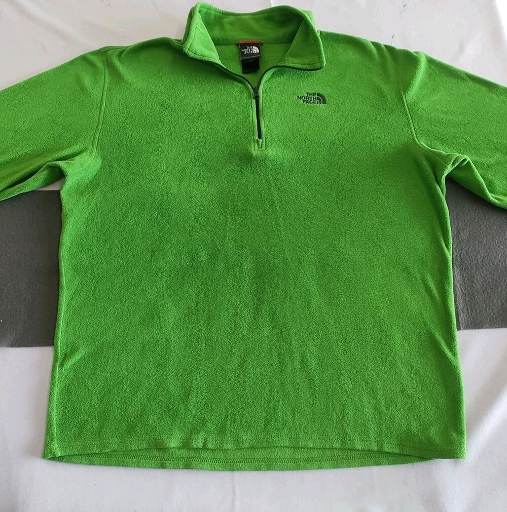 The North Face Mens Polar Fleece SZ Large Light Green 1/4 Zip Pullover